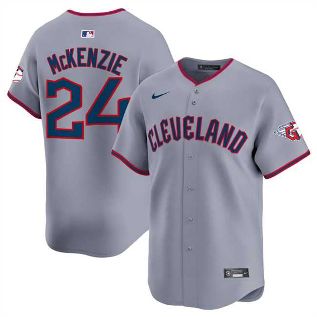 Mens Cleveland Guardians #24 Triston McKenzie Gray 2025 Alternate Limited Stitched Jersey Dzhi